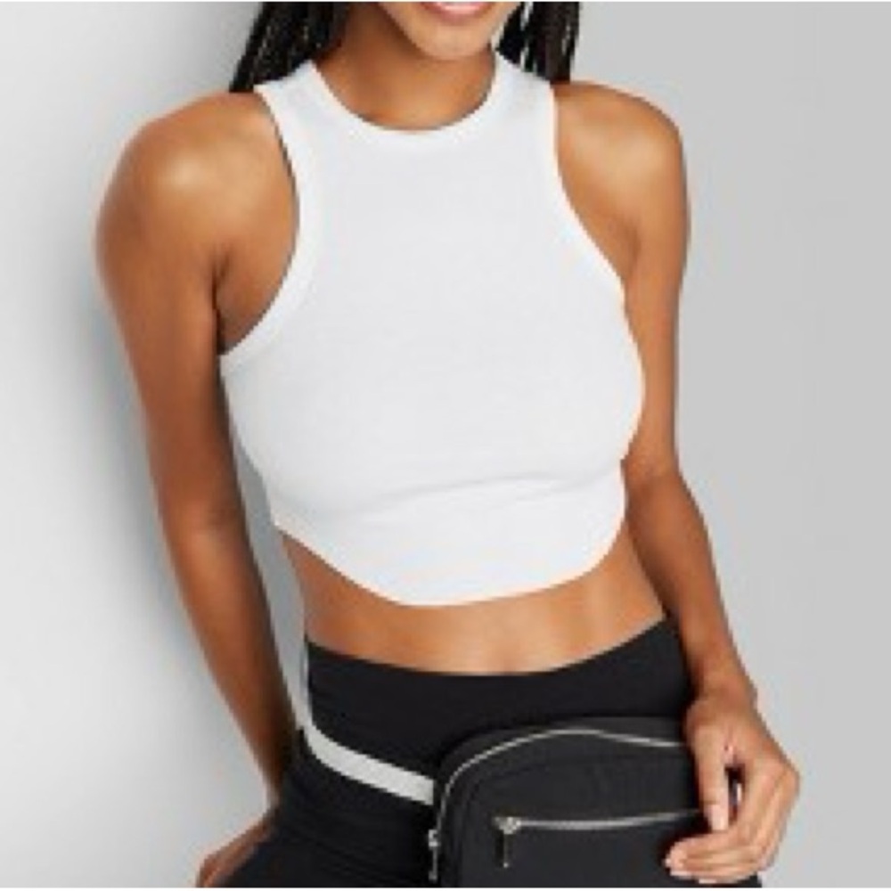 New Women’s Wild Fable white ribbed crop top - Picture 3 of 5